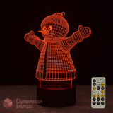 3D snowman lamp with remote control on a dark background