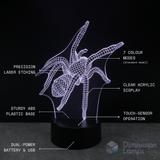 Spider-shaped night light with feature labels on a black background. Gift idea for spider fans.