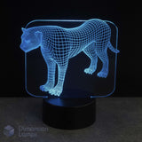 3D wireframe panther, leopard, cheetah, big cat design lamp on a black background