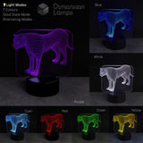 3D animal lamp with colour-changing options on a dark background, feline, cheetah, leopard design