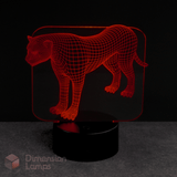 3D wireframe panther design lamp on a dark background from Dimension Lamps