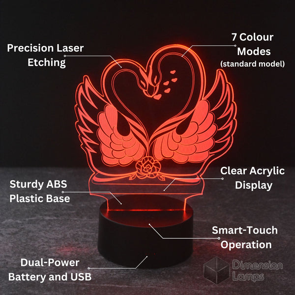 Swan Kiss 3D Lamp