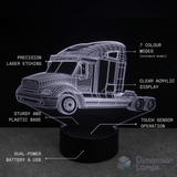 Big Rig Truck-shaped night light with features listed on a black background