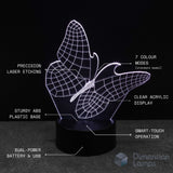 Butterfly-shaped night light with technical specifications on a black background. Girls night light.