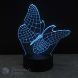 3D wireframe butterfly lamp with cyan light on a dark background. Girls gift idea.