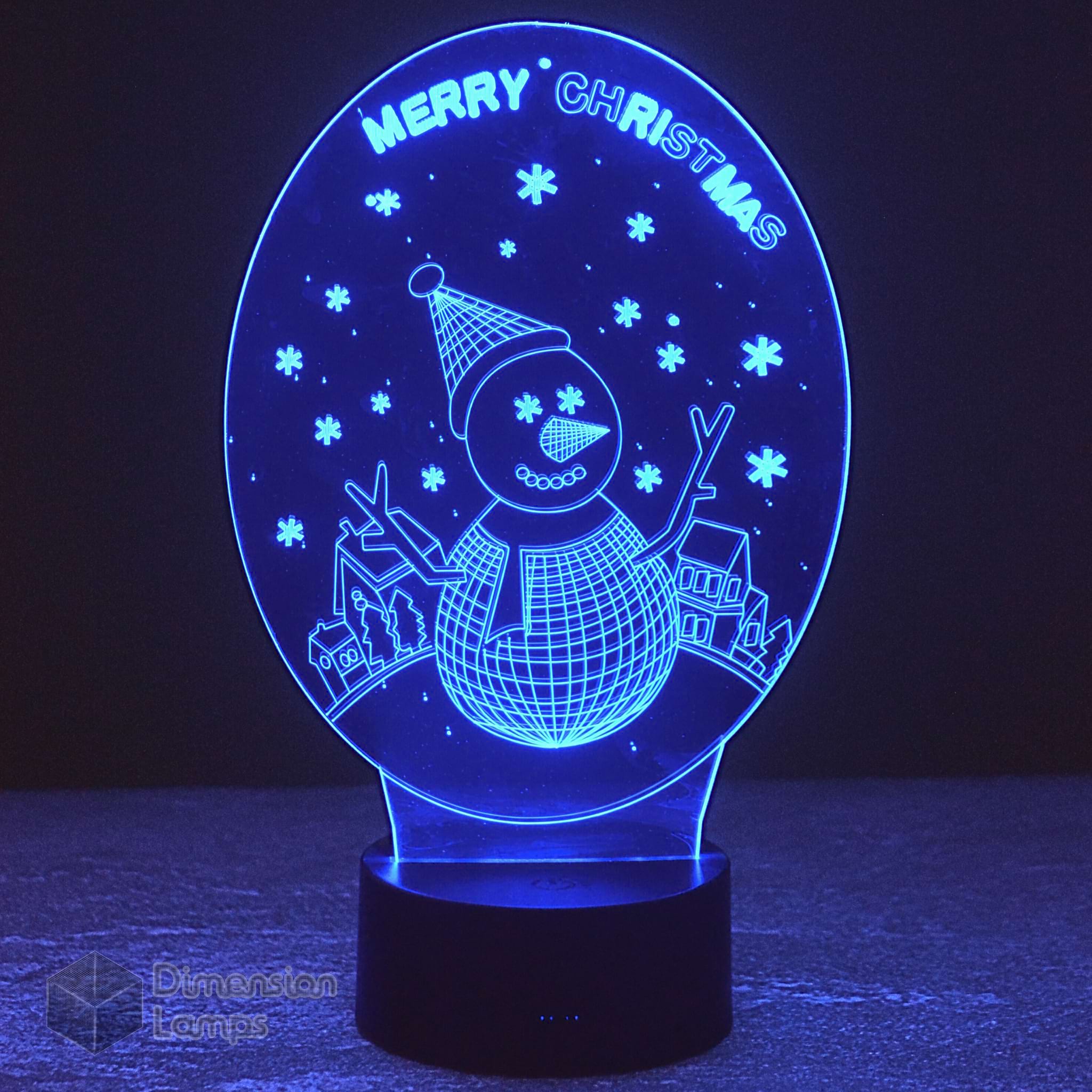 Merry Christmas Snowman 3D Lamp – Dimension Lamps