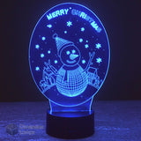 Blue Merry Christmas Snowman 3D lamp: festive lighting. Features a charming snowman design with 