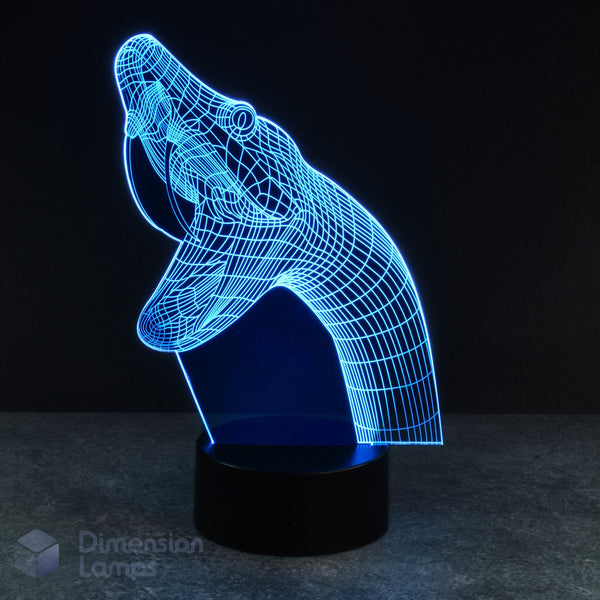 Blue snake 3d night lamps: blue illumination of a detailed wireframe snake with its head raised on a lamp, rising from a base, dark background. A thoughtful gift idea for reptile fans in Australia.