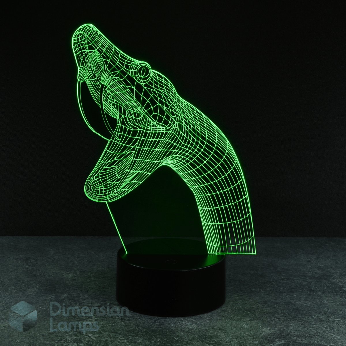 A green illuminated 3D lamp shows a wireframe outline of a snake with its head raised, standing on a black base against a dark background. A unique gift idea for reptile enthusiasts across Australia.