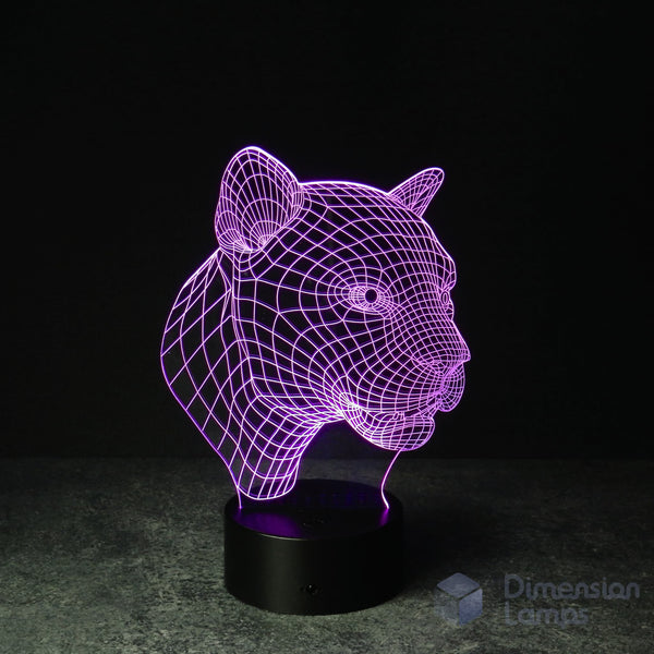 Panther 3D illusion lamp: a popular 3d night lamp casting a cool purple ambient glow, suitable for teen rooms and wildlife enthusiasts. 