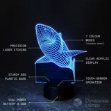 Shark 3D lamp displaying features including precision etching. Ideal gift idea for kids into sharks. 