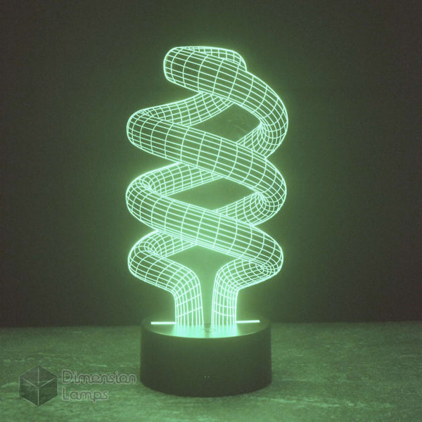 Spiral 3D lamp modern green desk light for study aid. Features a unique spiral design, providing focused illumination for studying and desk work.
