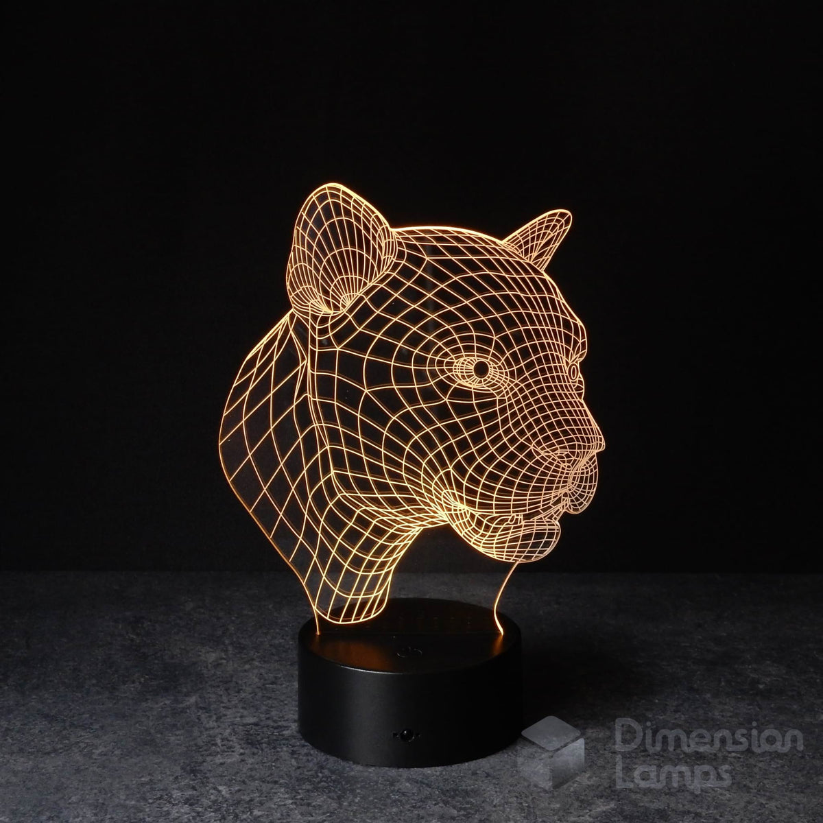 Panther 3D lamp: yellow ambient lighting from a popular 3d night lamp, suitable for teen rooms and wildlife enthusiasts in Australia. A great gift idea for teenagers.