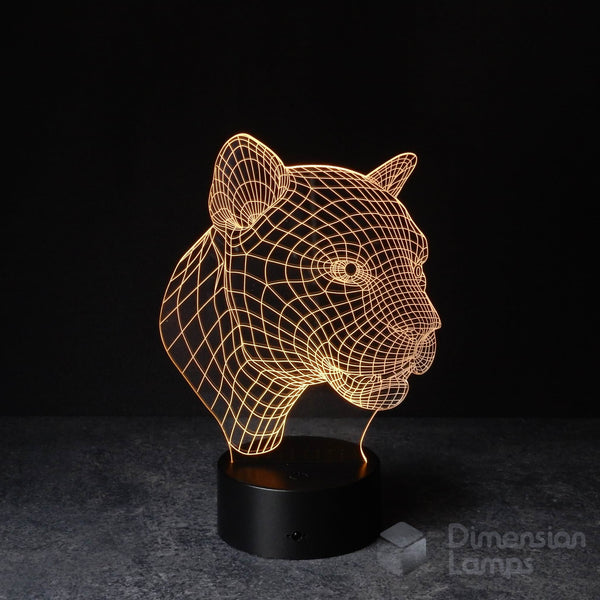 Panther 3D lamp: yellow ambient lighting from a popular 3d night lamp, suitable for teen rooms and wildlife enthusiasts in Australia. A great gift idea for teenagers.